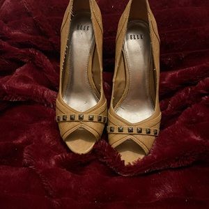 Camel peep toe heels